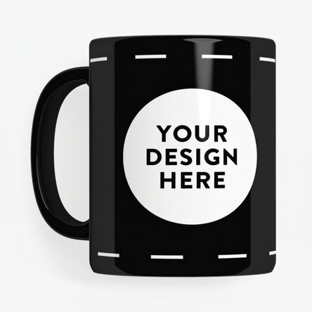 Personalised black mug with your own design