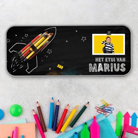 Gepersonaliseerd etui met een foto en tekst - Racheta