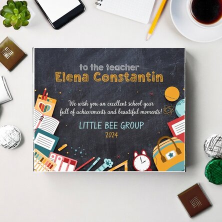 Personalised box of sweets with a message for the start of the year for teachers