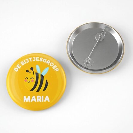 Gepersonaliseerde button met tekst - De Bijen-groep