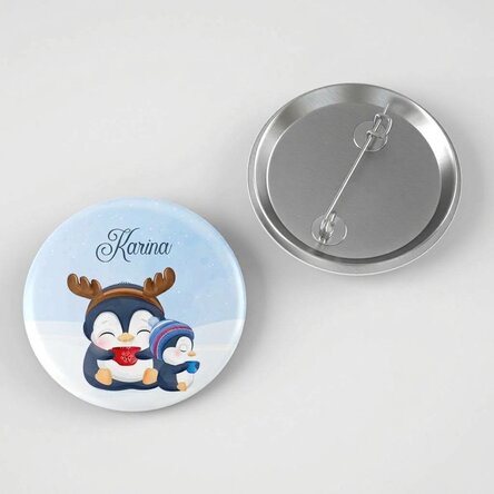 Personalised badge with text - Penguins