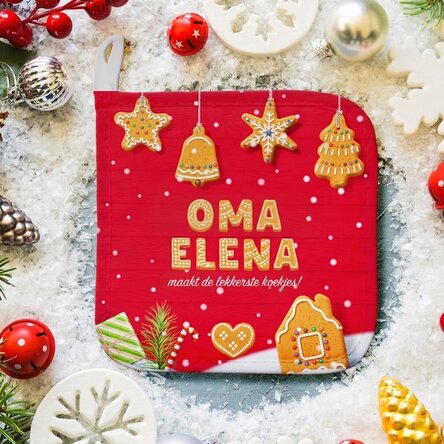Gepersonaliseerde onderzetter voor hete pannen met naam voor grootouders - Christmas Gingerbread