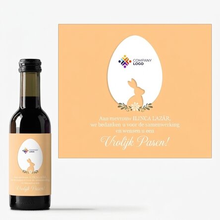 Miniwijnflesje, gepersonaliseerd met tekst en logo - Vrolijk Pasen