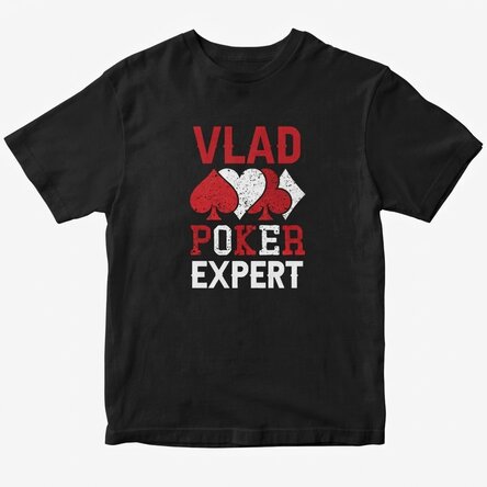 Custom cotton T-shirt with text - Poker expert