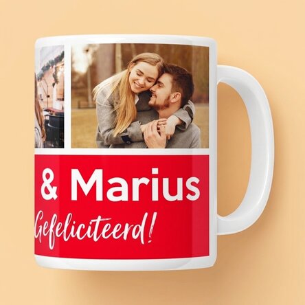 Gepersonaliseerde mok met 3 foto's en tekst