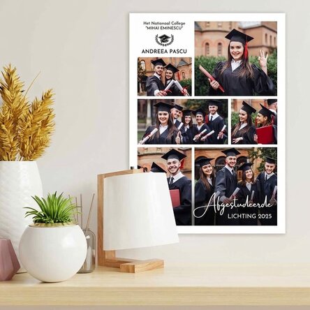 Gepersonaliseerde poster met 6 foto's en tekst - Afstuderen