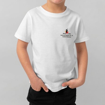 Cotton T-shirt for children, personalised with the educational institution's logo and name