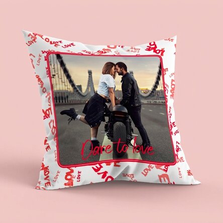 Personalised cushion with 5 photos, large format - Dare to love