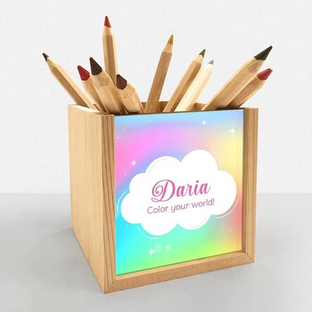 Personalised pencil holder with name - Rainbow
