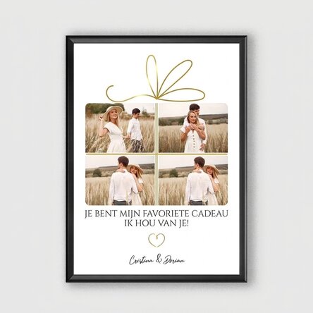 Gepersonaliseerd schilderij met 4 foto’s en een boodschap – Het perfecte cadeau