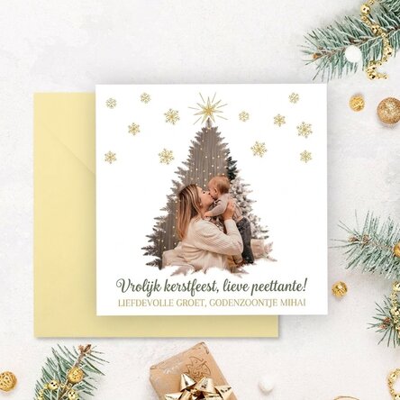 Gepersonaliseerde vierkante kaart met foto en boodschap - Vrolijk Kerstfeest!