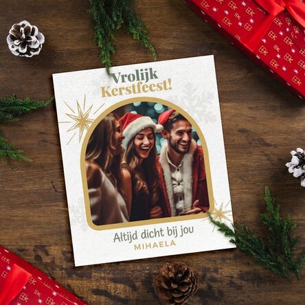 Gepersonaliseerde foto van 10 x 12 cm met tekst en foto - Snowflakes & Stars