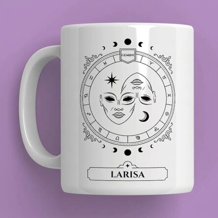 Personalised mug with name and zodiac sign - Gemini