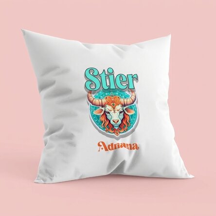 Gepersonaliseerd kussen met naam en sterrenbeeld - Stier