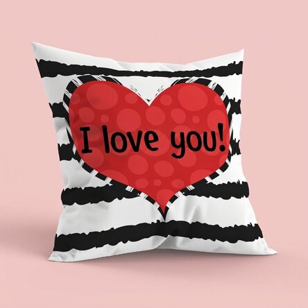 Personalised cushion with text, large format - Doodle heart