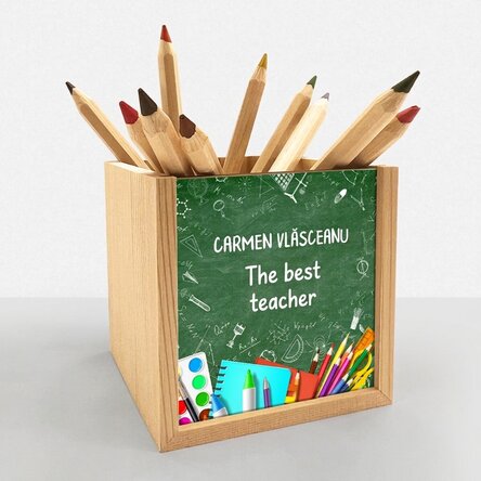 Personalised pencil holder with text - Teacher