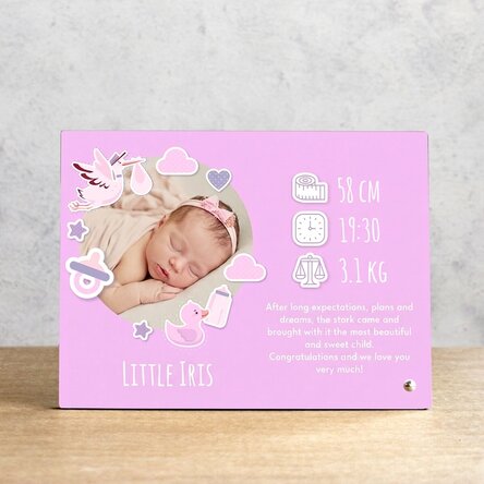 Personalised desk photo frame with a photo and text - Micuta noastra