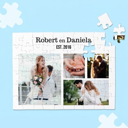 Gepersonaliseerde puzzel met 4 foto's en tekst - Sweet memories