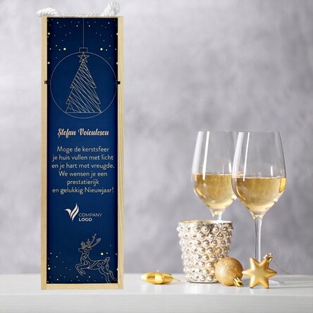 Gepersonaliseerde wijnkist met logo en boodschap - Gold