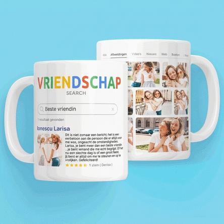 Gepersonaliseerde mok met 9 foto's en tekst - Zoeken