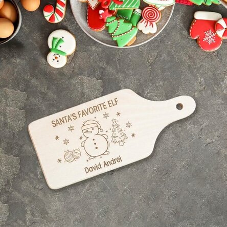Personalised mini chopping board - Santa's favourite elf