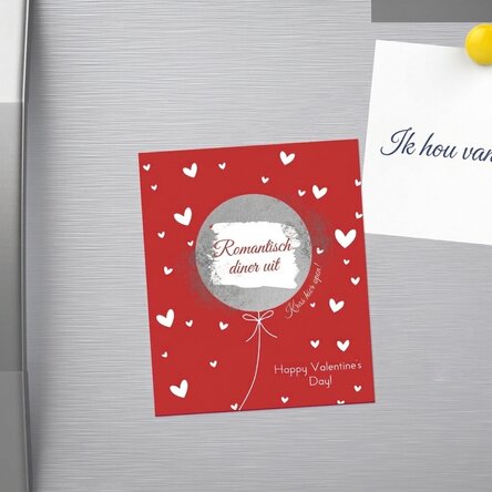 Afschraapbare magneet van 10 x 12 cm, gepersonaliseerd met tekst - Love