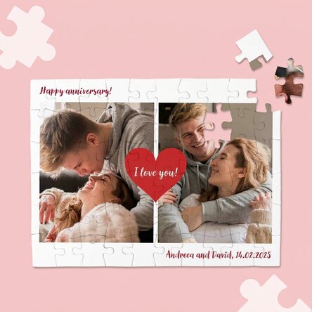 Personalised puzzle with 2 photos and text - Love