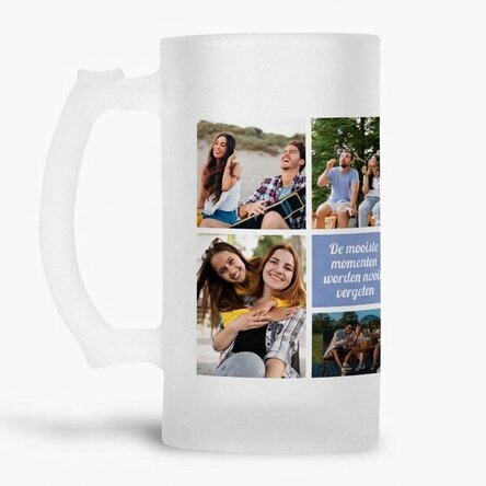 Gepersonaliseerde bierpul met 7 foto’s en een boodschap