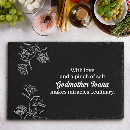 Personalised engraved slate plaque with message for godmother
