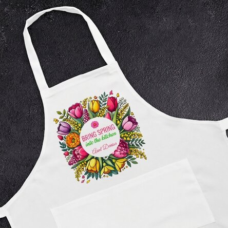 Personalised apron with text - Spring flowers