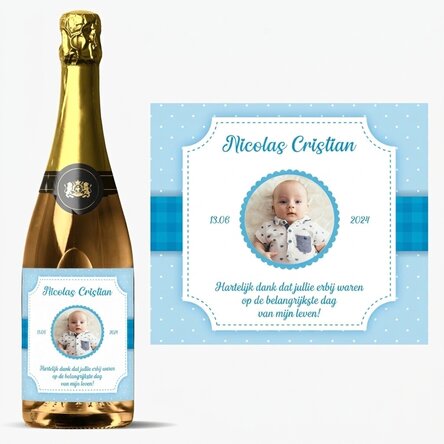 Mousserende wijn met gepersonaliseerde tekst - Baby Boy