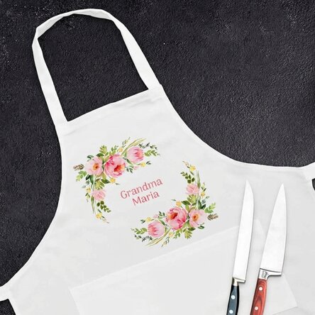 Personalised apron with text - Flowers