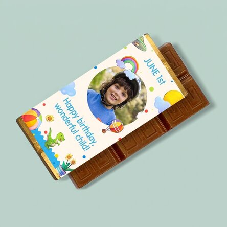 Personalised mini chocolate bar for children with photo and message - Children's Day