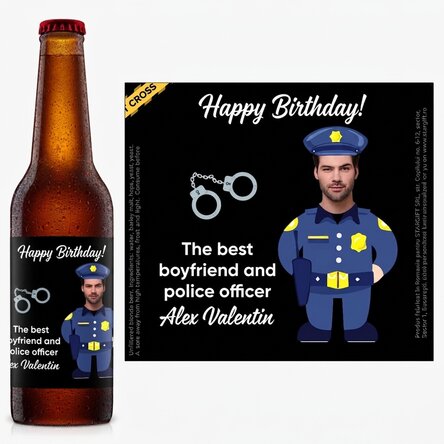 Personalised beer with photo and message - Policeman