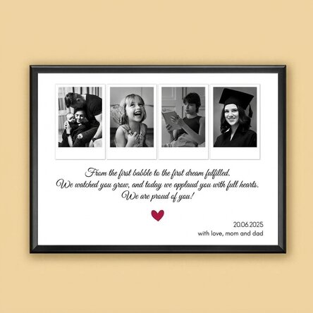 Personalised canvas with 4 photos and text - Cherished memories