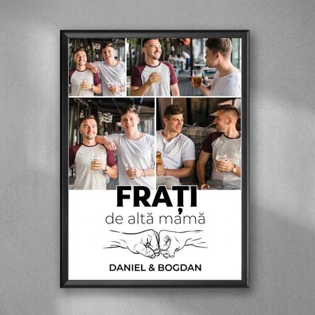 Personalised canvas with 4 photos and text - Fist bump