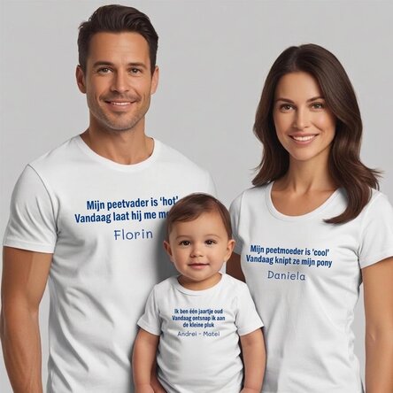 Katoenen T-shirt voor kinderen/volwassenen met eigen opdruk - Motief-snit