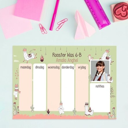 Gepersonaliseerd rooster met tekst en foto - Llama