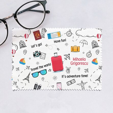 Gepersonaliseerd poetsdoekje voor het schoonmaken van schermen/brillen - Travel