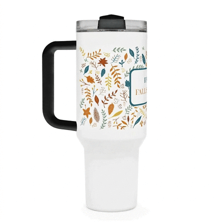 Thermosbeker met handvat en rietje, gepersonaliseerd met tekst - Autumn
