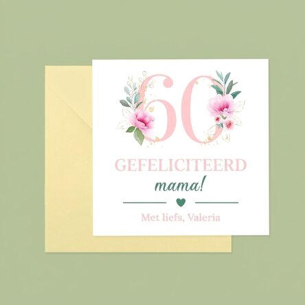 Gepersonaliseerde vierkante kaart met tekst - Flowers