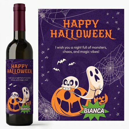 Wijn met gepersonaliseerde boodschap - Stay spooky