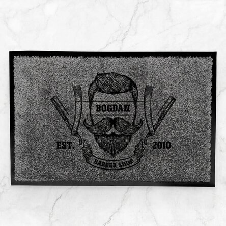 Customised indoor entrance mat with message - Barber Shop