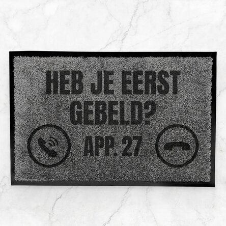 Op maat gemaakte halmat met tekst - Heb je van tevoren gebeld?