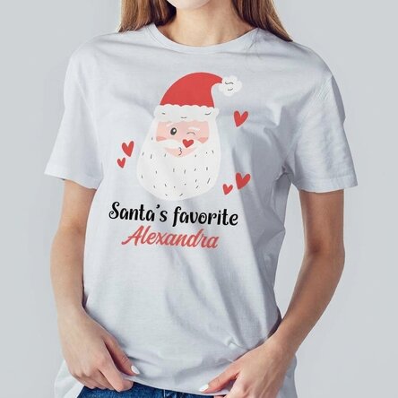 Custom cotton T-shirt with text - Santa's favourite