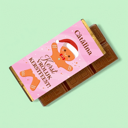 Gepersonaliseerde mini-chocoladereep met tekst - Gingerbread