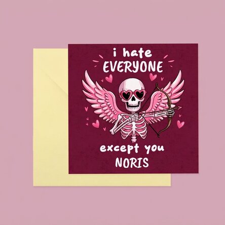 Gepersonaliseerde vierkante kaart met tekst - Hate everyone