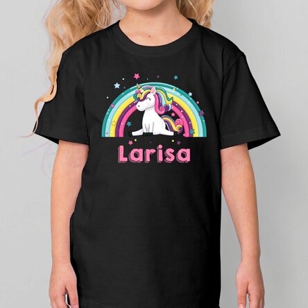 Katoenen T-shirt voor kinderen, gepersonaliseerd met naam - Unicorn