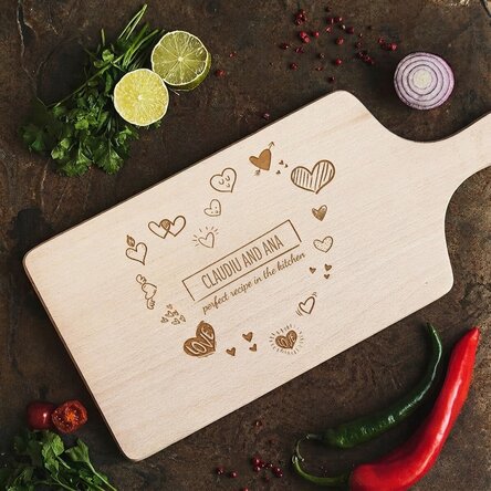 Personalised Chopping Board - Couple Hearts