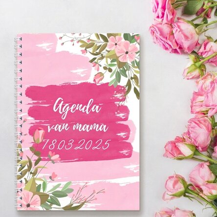 Gepersonaliseerd notitieboekje met bloemen - Moeders agenda